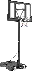 VEVOR Basketball Hoop Outdoor 4-10ft Adjustable Height, 44inch PC Backboard, Basketball Hoop & Goal for Kids/Adults Indoor/Outdoor/Swimming Pool