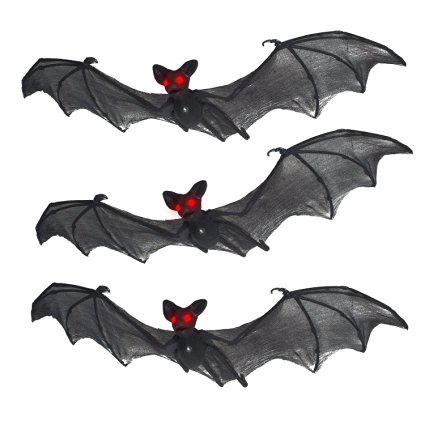 Prextex Halloween Décor Set of 3 Realistic Looking Spooky Nylon Hanging Bats for Best Halloween Decoration
