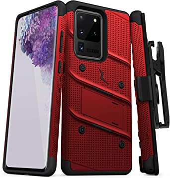 ZIZO Bolt Series for Galaxy S20 Ultra Case with Kickstand Holster Lanyard - Red