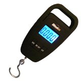 Ultimate54 Portable Luggage and Fishing Scale Digital Multifunction with Tare and Large LED Display and Backlight 110lb50kg Capacity - Free Luggage Strap - Black