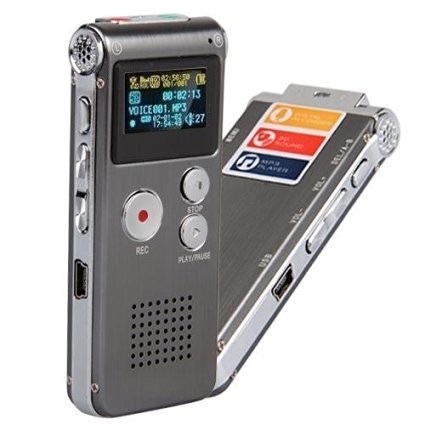 KLAREN Portable Grey 8GB Digital Audio Voice Recorder, MP3 Music Player, Dictaphone,Multifunctional Rechargeable Dictaphone Player with Built-In Speaker