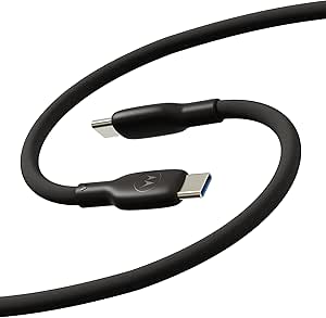 Motorola TurboPower Silicone 5A Black USB-C to USB-C Cable- 100W, 40k bends, Flexible for Type C, Moto G Power, Play, Stylus,5G 2024/2023/2022/2021,Edge 2023/2022/2021,Razr 2023/5G