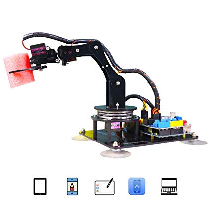 Adeept Arduino Compatible DIY 5-DOF Robotic Arm Kit for Arduino UNO R3 | STEAM Robot Arm Kit with Arduino and Processing Code | with PDF Tutorial via Download Link