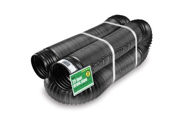 Flex-Drain 51110 Flexible/Expandable Landscaping Drain Pipe, Solid, 4-Inch by 25-Feet