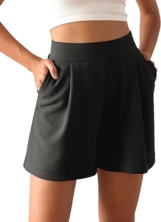 ODODOS Modal Soft Wide Leg Shorts for Women High Waist Casual Relaxed Shorts with Pockets-Inseam 4"/ 6"