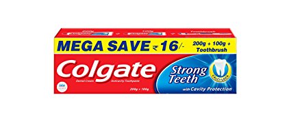 Colgate Toothpaste Strong Teeth - 300 g (Anti-cavity) Free Toothbrush