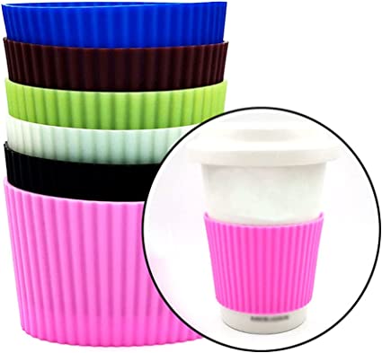 6 Pcs Coffee Cup Sleeves Silicone Glass Bottle Protector Cover Nonslip Tea Cup Mug Sleeves