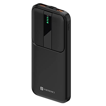 Portronics Power E 10K 10000 mAh Power Bank with Dual Input(Type C   Micro), Dual USB Output, LED Indicator, Wake up Button, 12W Max Output, 2.4A Current(Black)