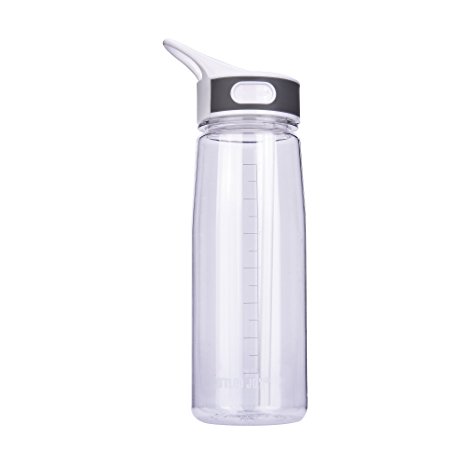 BOTTLED JOY BPA Free Tritan Bite Valve Water Bottle with Straw and Handle, Wide Mouth 100% Leak Proof Camping Water Bottles 27oz 800ml