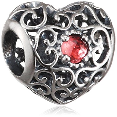 Pandora 791784gr January Signature Heart Garnet Charm