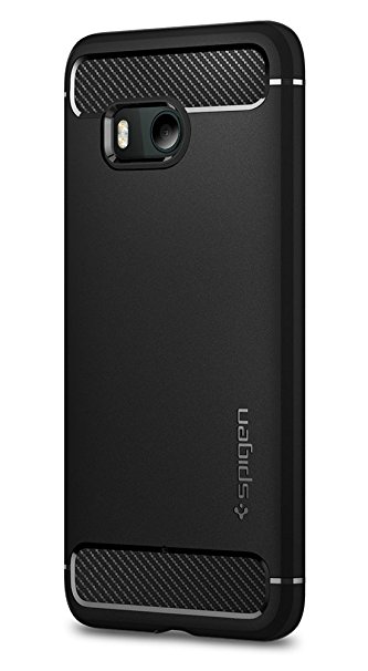 Spigen Rugged Armor HTC U11 Case with Resilient Shock Absorption and Carbon Fiber Design for HTC U 11 (2017) - Black