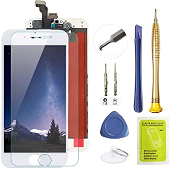 for iPhone 6 Plus Screen Replacement White LCD Display 3D Touch Screen Digitizer Frame Assembly Full Set with Free Tools and Professional Glass Screen Protector for iPhone 6 Plus (5.5 inches) (6 Plus White)