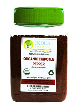 Indus Organic Chipotle Chili Pepper Powder, 8 Oz Jar, Freshly Packed