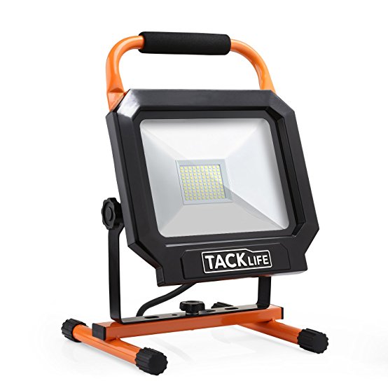 Work Light, Tacklife LWL2B 30W 3000 Lumens LED IP65 Waterproof Flood Lights, 6.56Ft/2M Wire with Plug, Stand Working Lights for Garage, Garden, Lawn and Yard,5000K Daylight White