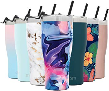 Simple Modern 32oz Slim Cruiser Tumbler with Straw & Closing Lid Travel Mug - Gift Double Wall Vacuum Insulated - 18/8 Stainless Steel Water Bottle Pattern: Dreamcicle