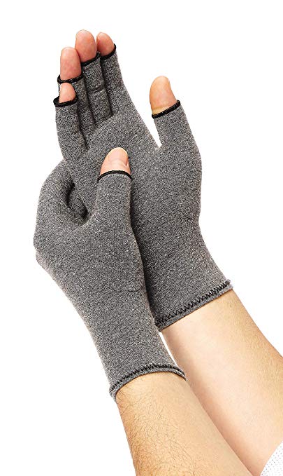 Medline Compression Gloves for Arthritis, Fingerless Gloves for Relief from Arthritis, Carpal Tunnel & Tendonitis, Gloves for Women or Men, Size Large (1 Pair)