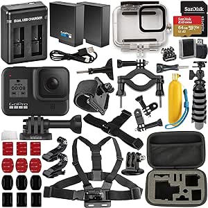 GoPro Hero8 Action Camera (Black) with Extreme Bundle: Includes –Underwater Housing for GoPro Hero8, Seller Replacement Battery, Floating Hand Grip for GoPro, and Much More