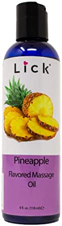 Pineapple Flavored Massage Oil for Couples – Edible Massaging Lotion with Vitamin E and Sweet Almond and Coconut Oil is Non Sticky and Gentle on Skin – Natural, Relaxing and Vegan (4 oz)