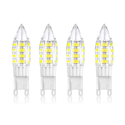 4W G9 LED Bulb, Aluxcia G9 Ceramic Light Bulb 40W Xenon Halogen Replacement for Cabinet, Candel, Ceiling Fan Lighting, Warm White 3000K, 4-Pack