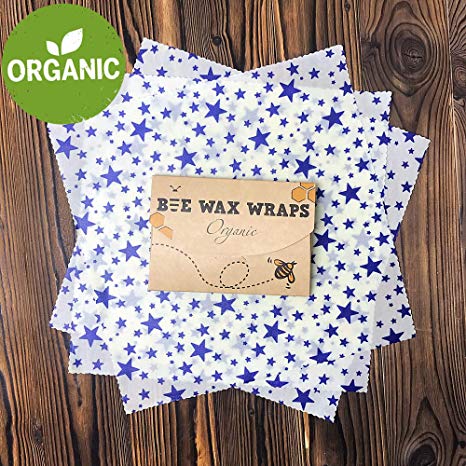 Beeswax Wrap - Organic Reusable Cling Food Wraps for Wrapping and Storage - Pack of 3-13" x 13" Large