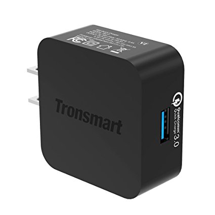 Tronsmart USB Wall Charger 18W Quick Charge 3.0 for Galaxy S7, S7 Edge, HTC 10, LG G5 Black