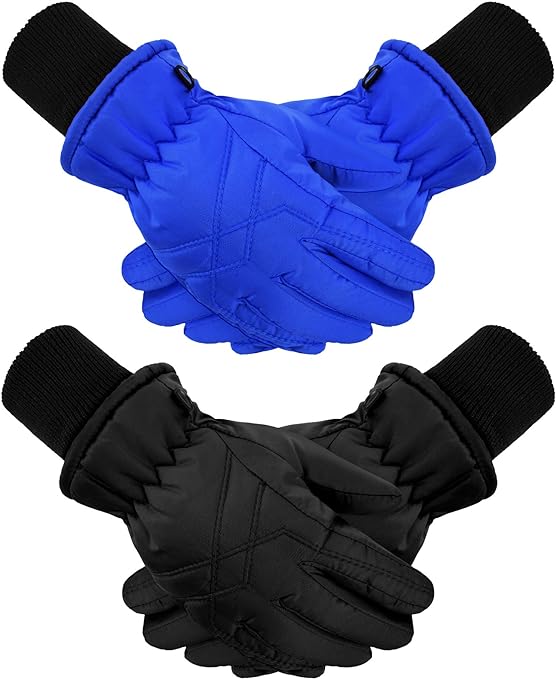 SATINIOR 2 Pairs Kids Waterproof Gloves Winter Warm Snow Gloves Boys Girls Ski Gloves Windproof for Cold Weather