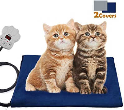 Viflykoo heating mat for pets, electric heating pad with 7 adjustable temperatures 30W heating mat soft pet heating pad for dogs and cats indoor heating mat （40 * 30cm）