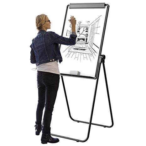 Yaheetech U-Stand Whiteboard 24x36'' Double Sided Easel Stand Portable 40”-68.5” Height Adjustable & 360°Rotating Flipchart Easel with 1 Eraser & 12 Magnets