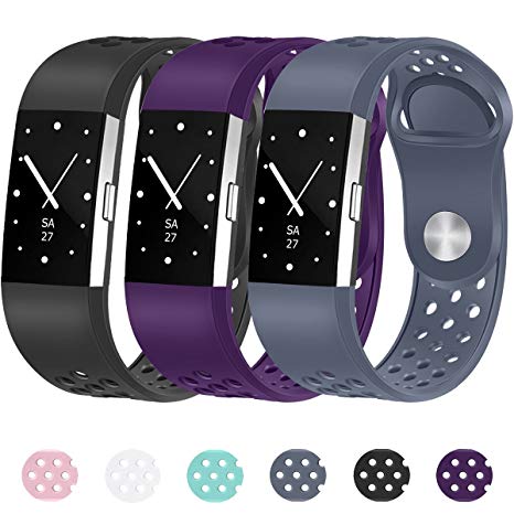 HUMENN For Fitbit Charge 2 Strap Bands, Soft Adjustable Replacement Sport Wristband for Fitbit Charge 2 Small Large 16 Colours