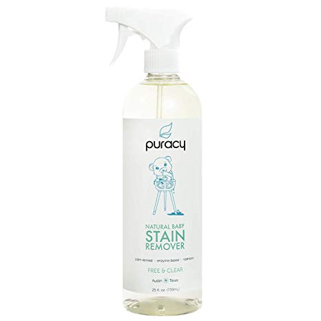 Puracy Natural Baby Laundry Stain Remover, Enzyme Odor Eliminator, Free & Clear, 25 Ounce