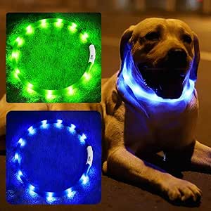 2 Pack Light Up Dog Collar for Night Walking, Rechargeable Glowing Dog Collars with 1640 Feet of Visibility - Brightest LED Dog Collar Light, 3 Flashing Modes, Keeps Your Pets Safe in The Dark