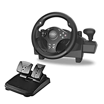 Gaming Racing Wheel with Responsive Gear and Pedals, 270 Degree Rotation Pro Sport, Compatible with PC / PS3 / PS4 / XBOX ONE / XBOX360 / NS SWITCH / Android