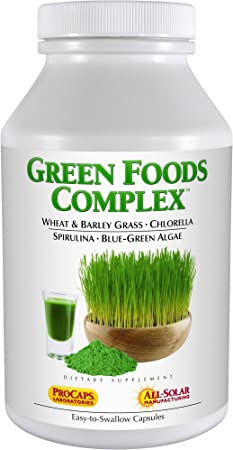 Andrew Lessman Green Foods Complex 180 Capsules – Supplies Building Blocks for Healthy Tissue Growth and Liver Support. 100 mg Each of Barley Grass, Wheat Grass, Blue Green Algae, Chlorella, Spirulina