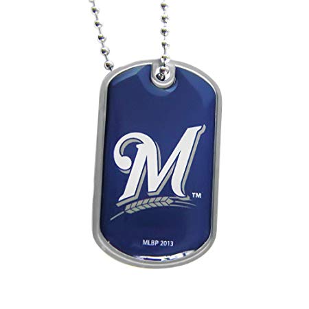 MLB Milwaukee Brewers Sports Team Logo Dog Tag Necklace Charm Chain