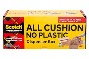 Scotch Cushion Lock Protective Wrap with Dispenser Box, 12 in. x 175 ft., Sustainable Packaging Solution for Packing, Shipping, and Moving, Alternative for Bubble Cushion Wrap