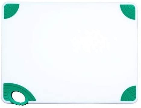 Winco CBN-1520GR, 15x20x1/2" Rectangular Cutting Board with Green Rubber Grip Hook, Plastic Chopping Board (Green)