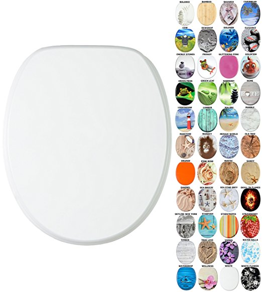 High Quality Toilet Seat | Wide choice of beautiful toilet seats | Stable Hinges | Easy to mount | (White)