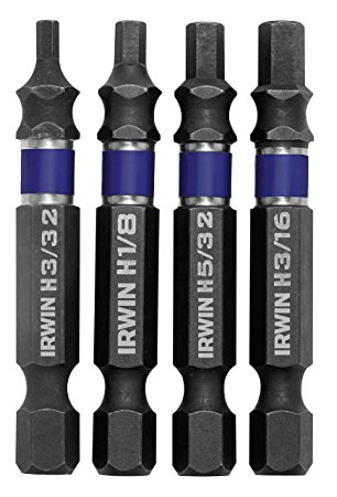 IRWIN Tools 1902389 Impact Performance Series Screwdriver Power Bits, Assorted Hex, 2-Inch Length, 4-Piece