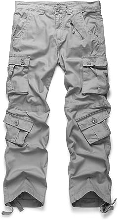 OCHENTA Men's Cargo Casual Pants, Military Work Combat 8 Pockets Relax Fit Trousers