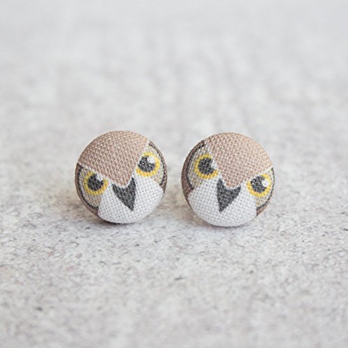 Owl Fabric Button Earrings