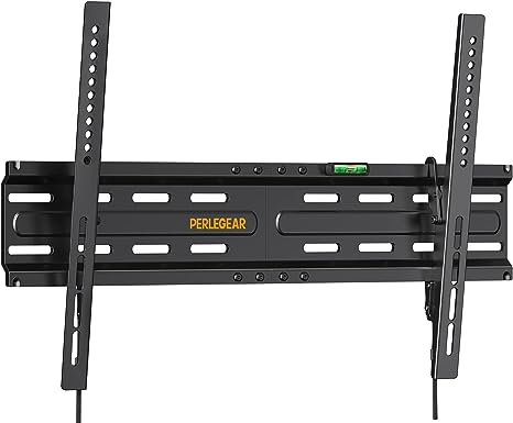 Perlegear TV Wall Bracket for Most 37–82 inch TVs up to 45kg, Low Profile Tilt TV Bracket, Heavy-Duty TV Wall Mount for Flat or Curved TVs, Max VESA 600x400mm, PGLT4