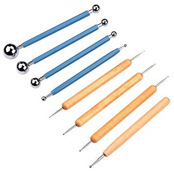 Meuxan 8PCS Ball Stylus Dotting Tools for Clay Pottery Ceramics Doll Modeling Paper Flowers