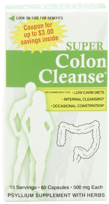 Health Plus Super Colon Cleanse, Capsules with Herbs and Acidops, 500mg, 60 Count
