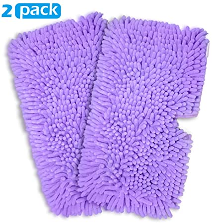 Magicmops 2 Pack Microfiber Steam Pocket Mop Pads Compatible with Shark Rectangle Mop Head S3500 Series,S3501,S3601,S3550,S3901,S3801,SE450,S3801CO, S3601D,SE450, Model # P119W, (Purple)