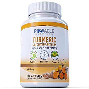 Turmeric Curcumin 95% Extract 180 Capsules - 600mg - with Added Piperine Root Black Pepper Curcuma Longa High Strength Supplement