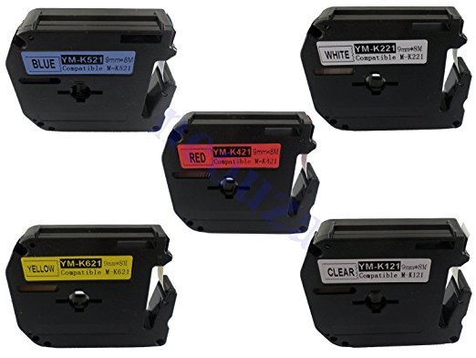 NEOUZA Combo Set 5PK Compatible for Brother M Series Label Tape Cartridge 9mm x 8m 3/8" x 26.2ft