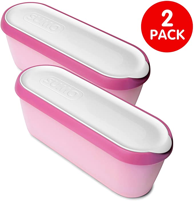 SUMO Homemade Ice Cream Containers: Dishwasher Safe Tub. 1.5 Quart (2-Pack, Pink)