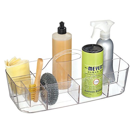 mDesign House Cleaning Supplies Organizer Caddy for Spray Bottles, Cloths, Sponges, Brushes - Large, Clear