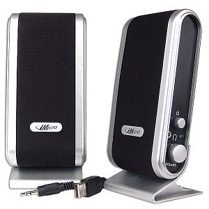 iMicro SP-IMD168B USB 2.0 2-Piece Speakers (Black/Silver)