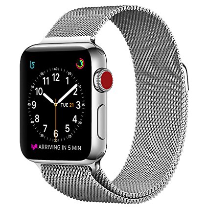 Apple Watch Milanese Band 42mm, SICCIDEN Magnetic Mesh Loop Milanese Stainless Steel Replacement iWatch Band for Apple Watch Series 2, Series 1, Silver